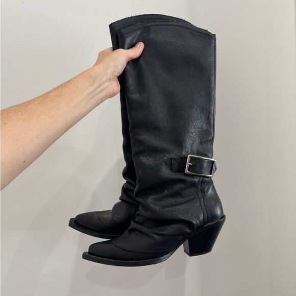 ZARA Black Leather Western boots - Picture 6 of 8